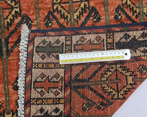 2x3 Rust Ersari Afghan Hand Knotted Veg Dye Wool Area Rug